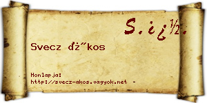 Svecz Ákos névjegykártya